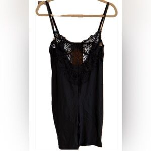 Aria Shape-wear Bodysuit Lingerie Black Lace One Piece Adjustable Straps Med EUC